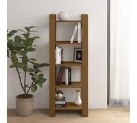 mtlskopl Honey Brown Solid Pine Wood Bookcase 60 x 35 x 160 cm, Open-Back Room Divider Shelf, Rustic Freestanding Organizer for Living Room, Bedroom & Office