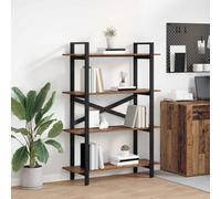 mtlskopl Industrial 100 x 33,5 x 140 cm Libreria in legno vecchio con 4 ripiani robusti e telaio in acciaio, moderna mensola per ufficio, camera da letto Living Room