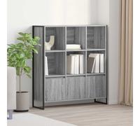 mtlskopl Industrial Bookcase 2 pezzi Modern Grey Sonoma Wood Look & Steel Frame 99,5 x 30 x 108,5 cm, 18 scomparti Tall Narrow Shelf for Living Room Home Office Bedroom
