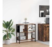 mtlskopl Industrial Bookcase 82 x 32 x 79 cm Smoked Oak Wood-Look 4 ripiani aperti robusto metallo telaio moderno per Living Room Home Office Bedroom