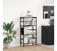 mtlskopl Industrial Bookshelf 60 x 29,5 x 115 cm, colore nero, effetto rovere robusto, con 3 scomparti, design moderno, per soggiorno, casa, ufficio, gioco