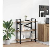 mtlskopl Industrial Bookshelf Artisan Oak 100 x 33,5 x 102 cm 3 strati Standing Shelf Modern Wood & Steel Bookcase for Living Room Office Bedroom