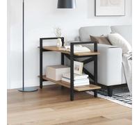 mtlskopl Industrial Bookshelf Artisan Oak 100 x 33,5 x 64 cm Wood Composite Metal Frame Adjustable Feet for Living Room Home Office Bedroom