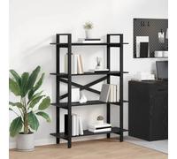 mtlskopl Industrial Bookshelf nero effetto quercia 100 x 33,5 x 140 cm 4 ripiani in legno e telaio in acciaio, moderna libreria per Living Room Bedroom Office