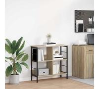 mtlskopl Industrial - Custodia a libro a 5 livelli, 82 x 32 x 79 cm, effetto legno di rovere Sonoma, cornice in metallo, moderna, sottile, per soggiorno, ufficio, corridoio, bedroom