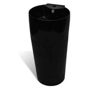 mtlskopl Lavabo a colonna in ceramica nera, autoportante, con foro per rubinetto e troppopieno, per bagno e WC degli ospiti, lavabo di design, 40 x 41,5 x 86 cm