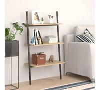 mtlskopl Leaning Bookshelf 64 x 34 x 116 cm Light Brown & Black Ladder Shelf Steel Frame Modern Small Space Storage Unit for Living Room Bedroom Office