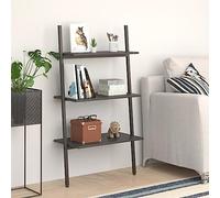 mtlskopl Leaning Ladder Shelf Black 64 x 34 x 116 cm Steel & MDF 3 ter Bookshelf Modern Design Robusto Costruzione per Living Room Bedroom Kitchen