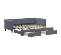 mtlskopl Letto 2 in 1 grigio allungabile in velluto con 2 cassetti, 90 x 200 cm, divano letto, letto per gli ospiti, design moderno per il soggiorno e la camera dei ragazzi