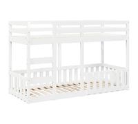 mtlskopl Letto a castello bianco, 90 x 190 cm, in legno di pino massiccio, con rete a doghe e protezione dalle cadute, salvaspazio, per cameretta dei bambini, camera degli ospiti, camera da letto
