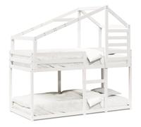 mtlskopl Letto a castello con tetto in pino bianco, 80 x 200 cm, design moderno e sicuro sogno per la cameretta dei bambini con spazio limitato