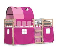 mtlskopl Letto a castello in legno di pino massiccio, 195,5 x 80,5 x 112 cm, rosa, letto da gioco con scala, 75 x 190 cm, camera dei ragazzi e ragazze, tesoro segreto per piccoli spazi