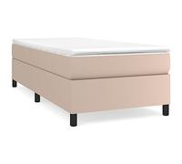 mtlskopl Letto a molle, 100 x 200 cm, completo di materasso e topper, comodo letto imbottito in similpelle per un sonno riposante, elegante letto di design per la camera da letto, marrone cappuccino