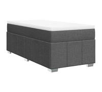 mtlskopl Letto a molle, 100 x 200 cm, con materasso a molle insacchettate e topper, letto imbottito, set completo, letto singolo in tessuto, per camera da letto e stanze degli ospiti, grigio scuro