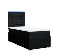 mtlskopl Letto a molle 100 x 200 cm, in tessuto nero con molle insacchettate, materasso e testiera a LED, comodo coprimaterasso design moderno per camera da letto, camera degli ospiti, camera dei