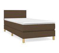 mtlskopl Letto a molle, 100 x 200 cm, marrone scuro, tessuto con materasso a molle insacchettate e topper, testiera regolabile in altezza, design moderno, per camera da letto, camera degli ospiti