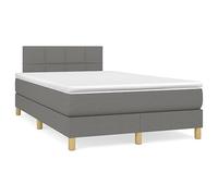 mtlskopl Letto a molle 120 x 200 cm, grigio scuro con materasso, letto singolo per ragazzi che dormono sulla schiena, tessuto, testiera regolabile in altezza