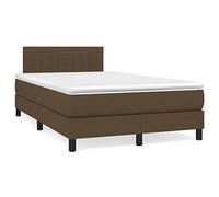mtlskopl Letto a molle 120 x 200 cm, marrone scuro con materasso e topper, ergonomico, singolo in tessuto con testiera regolabile, per camera da letto, camera degli ospiti, camera dei ragazzi