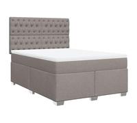mtlskopl Letto a molle, 140 x 190 cm, colore tortora, materasso a molle e topper, testiera regolabile in altezza, design moderno, soggiorno, camera da letto, camera degli ospiti