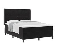 mtlskopl Letto a molle 140 x 190 cm, in velluto nero, con materasso e rete a doghe, design moderno, robusto e durevole, con testiera regolabile per camera da letto, camera degli ospiti