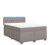 mtlskopl Letto a molle, 140 x 190 cm, tortora con materasso e testiera a LED, design moderno, per camera da letto e camera degli ospiti