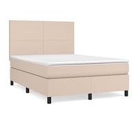 mtlskopl Letto a molle, 140 x 200 cm, completo di materasso e topper, letto imbottito con testiera regolabile in altezza, in ecopelle, letto matrimoniale per chi dorme sulla pancia e sulla schiena