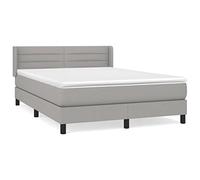 mtlskopl Letto a molle 140 x 200 cm, grigio chiaro con materasso e topper in tessuto resistente e molle insacchettate, per camera da letto, camera degli ospiti, camera dei ragazzi