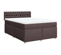 mtlskopl Letto a molle 140 x 200 cm, marrone scuro, testiera in tessuto, 3 pezzi, per il sonno, design moderno, per camera da letto e camera degli ospiti