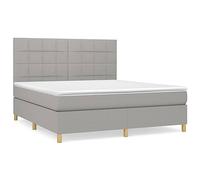 mtlskopl Letto a molle, 160 x 200 cm, grigio chiaro, testiera regolabile in altezza, con molle insacchettate, durezza media, con topper