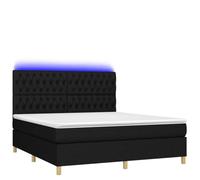 mtlskopl Letto a molle 160 x 200 cm, nero con materasso e LED, design moderno, robusto letto in tessuto per camera da letto, camera degli ospiti, camera dei ragazzi