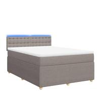 mtlskopl Letto a molle, 160 x 200 cm, tortora con materasso e LED, set comfort moderno, design robusto e traspirante, per camera da letto, camera degli ospiti, camera dei ragazzi