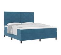 mtlskopl Letto a molle 180 x 200 cm, blu scuro, legno/pino, testiera regolabile in altezza, con rete a doghe e topper