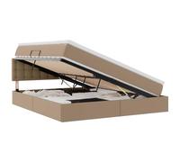 mtlskopl Letto a molle, 180 x 200 cm, cappuccino in ecopelle con contenitore integrato per camera da letto e camera degli ospiti, design moderno con sollevamento idraulico per un facile utilizzo dello