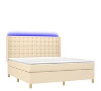 mtlskopl Letto a molle 180 x 200 cm, color crema con materasso e LED, design moderno, tessuto di alta qualità e legno di larice massiccio, salvaspazio e durevole, stile divano letto per camera da