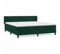 mtlskopl Letto a molle, 180 x 200 cm, con materasso e topper verde scuro, letto imbottito in velluto con testiera regolabile per le orecchie, set completo per un sonno riposante