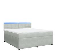 mtlskopl Letto a molle 180 x 200 cm, grigio chiaro, testa a LED, con molle insacchettate, per camera da letto, camera dei ragazzi, camera degli ospiti, design moderno