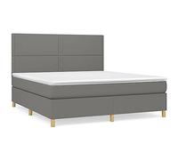 mtlskopl Letto a molle 180 x 200 cm, grigio scuro con materasso e topper, con molle insacchettate, robusto, design moderno per camera da letto, camera degli ospiti