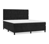 mtlskopl Letto a molle 180 x 200 cm, in velluto nero, con materasso e topper, testiera regolabile in altezza, design moderno, robusto e comodo, per camera da letto, camera degli ospiti, camera dei