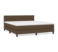 mtlskopl Letto a molle, 180 x 200 cm, marrone scuro, tessuto con materasso e topper, 20 cm, con molle insacchettate, testiera regolabile in altezza, design moderno per camera da letto, camera degli