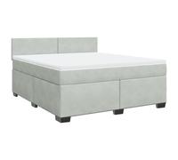 mtlskopl Letto a molle 180 x 200 cm velluto grigio chiaro con molle insacchettate, materasso e topper, moderno divano letto matrimoniale per camera da letto e camera degli ospiti