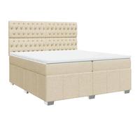mtlskopl Letto a molle 200 x 200 cm, color crema, con 2 materassi a molle insacchettate e topper, design moderno, robusto e accogliente per camera da letto, camera degli ospiti