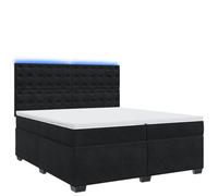 mtlskopl Letto a molle 200 x 200 cm, in velluto nero, con testiera a LED e molle insacchettate, set completo regolabile in altezza, design moderno per camera da letto e camera degli ospiti, letto