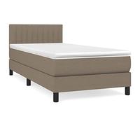 mtlskopl Letto a molle 80 x 200 cm, in tessuto tortora, letto singolo con materasso e topper, per camera dei ragazzi, camera degli ospiti, testiera durevole, regolabile per il sonno, comfort