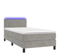 mtlskopl Letto a molle, 80 x 200 cm, in velluto, grigio chiaro, con materasso e LED, per camera dei ragazzi, camera degli ospiti, design moderno e comodo comfort durante il sonno