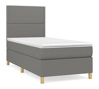 mtlskopl Letto a molle 90 x 190 cm con materasso, grigio scuro, testiera regolabile in altezza, per camera dei ragazzi, camera degli ospiti, camera da letto