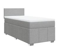 mtlskopl Letto a molle, 90 x 200 cm, con materasso in tessuto grigio chiaro, letto completo con materasso a molle insacchettate, topper e testiera, moderno letto singolo imbottito per camera da letto