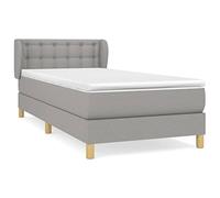 mtlskopl Letto a molle 90 x 200 cm, grigio chiaro, materasso a molle insacchettate, testiera regolabile in altezza, comfort da sogno per camera singola, camera dei ragazzi