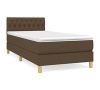 mtlskopl Letto a molle, 90 x 200 cm, marrone scuro, con materasso e topper, altezza regolabile, testiera ospiti/gioventù/sonno