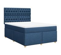 mtlskopl Letto a molle blu, 160 x 200 cm, con molle insacchettate, materasso e cuscino, testiera regolabile in altezza, letto matrimoniale moderno, in tessuto per camera da letto, camera degli ospiti