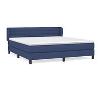 mtlskopl Letto a molle blu 180 x 200 cm con materasso a molle insacchettate e topper in poliestere e larca massiccia per camera da letto moderna